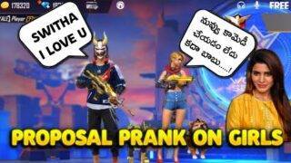 “I LOVE U" Proposal prank on girls in Team 4 official account – Garena free fire in Telugu