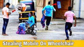 Stealing Mobile on Wheelchair Prank | Wheelchair Prank | Prakash Peswani Prank |