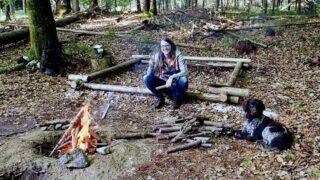 Building A Tiny Log Cabin Part 2 (Overnighter and UFO Sighting?)